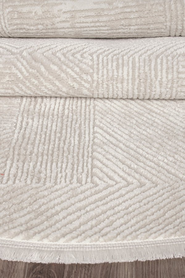 TEPPI Leo gulvtppe m. mnster, rund - creme polypropylen/polyester (160)