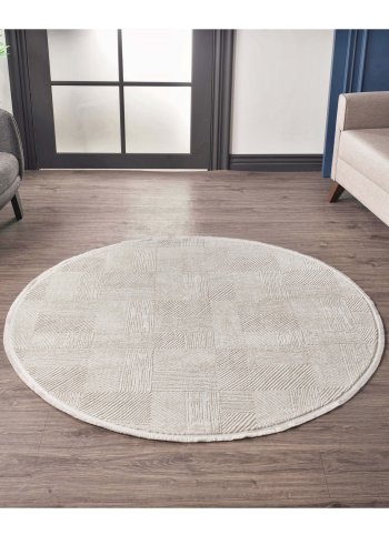 TEPPI Leo gulvtppe m. mnster, rund - beige polypropylen/polyester (200)