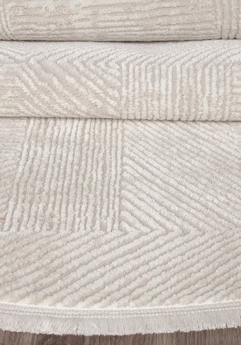 TEPPI Leo gulvtppe m. mnster, rund - beige polypropylen/polyester (200)