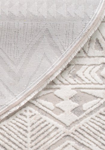 TEPPI Leo gulvtppe m. mnster, rund - beige polypropylen/polyester (100)