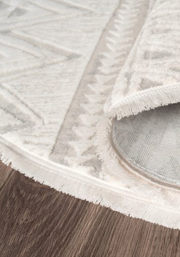 TEPPI Leo gulvtppe m. mnster, rund - beige polypropylen/polyester (100)