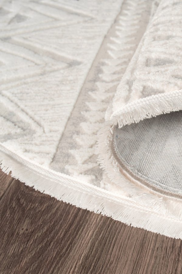 TEPPI Leo gulvtppe m. mnster, rund - beige polypropylen/polyester (100)