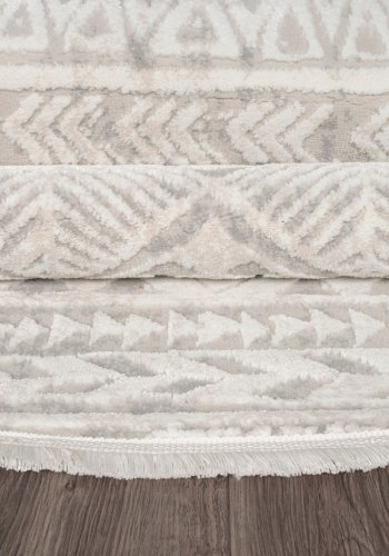 TEPPI Leo gulvtppe m. mnster, rund - beige polypropylen/polyester (100)