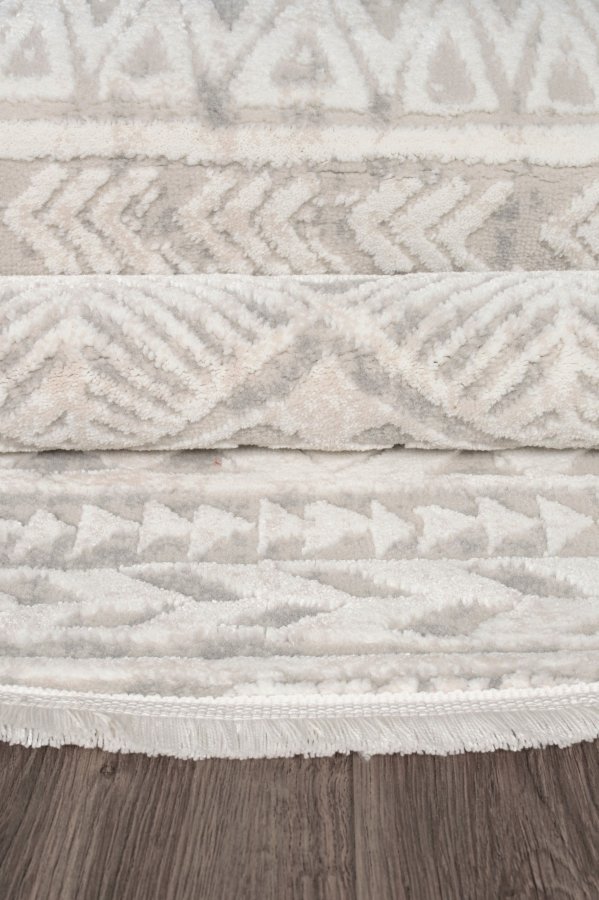 TEPPI Leo gulvtppe m. mnster, rund - beige polypropylen/polyester (100)