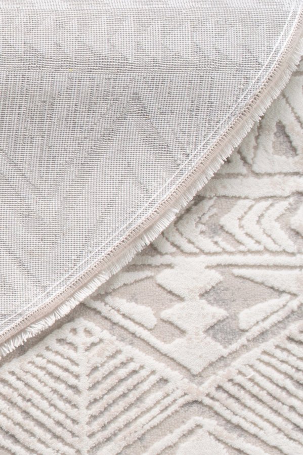 TEPPI Leo gulvtppe m. mnster, rund - beige polypropylen/polyester (160)