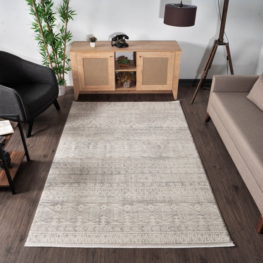 TEPPI Leo gulvtppe m. mnster, rektangulr - beige polypropylen/polyester (100x300)