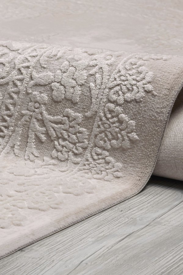 TEPPI Diva gulvtppe m. mnster, rektangulr - beige akryl (120x180)