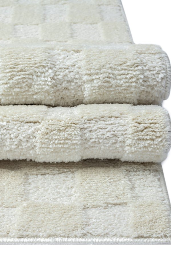 TEPPI Jung gulvtppe m. mnster, rektangulr - creme polyester (160x230)