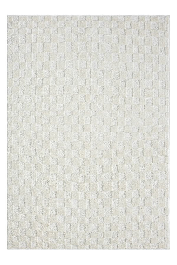 TEPPI Jung gulvtppe m. mnster, rektangulr - creme polyester (160x230)