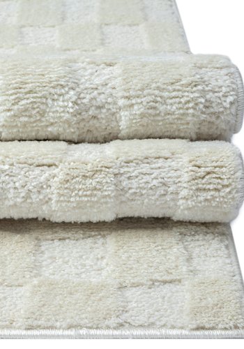 TEPPI Jung gulvtppe m. mnster, rektangulr - creme polyester (200x290)