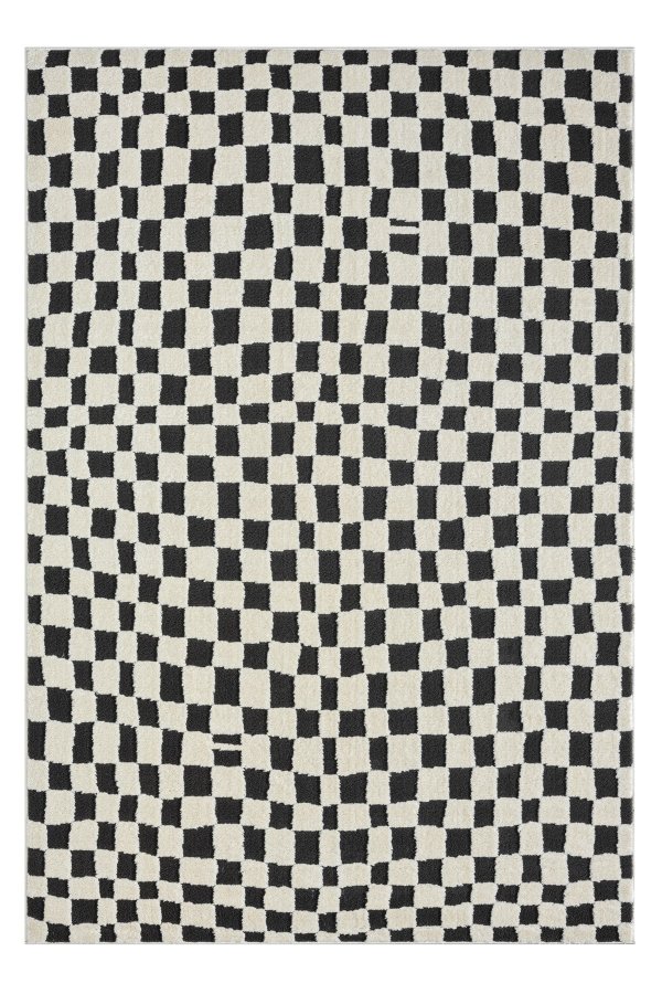 TEPPI Jung gulvtppe m. mnster, rektangulr - sort polyester (160x230)