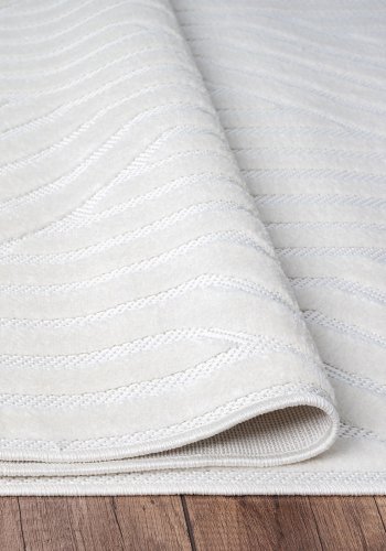TEPPI Sosa gulvtppe m. mnster, rektangulr - hvid polypropylen (120x180)