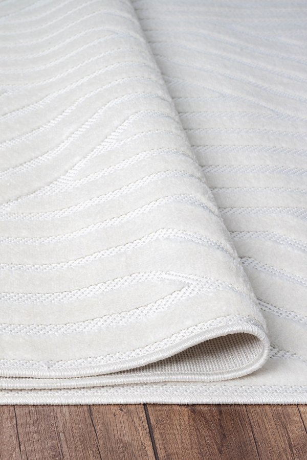 TEPPI Sosa gulvtppe m. mnster, rektangulr - hvid polypropylen (120x180)