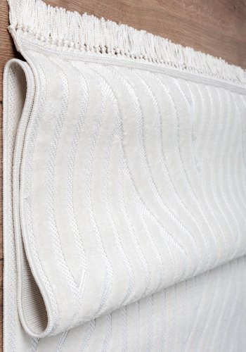 TEPPI Sosa gulvtppe m. mnster, rektangulr - hvid polypropylen (120x180)