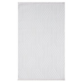 TEPPI Sosa gulvtppe m. mnster, rektangulr - hvid polypropylen (150x230)