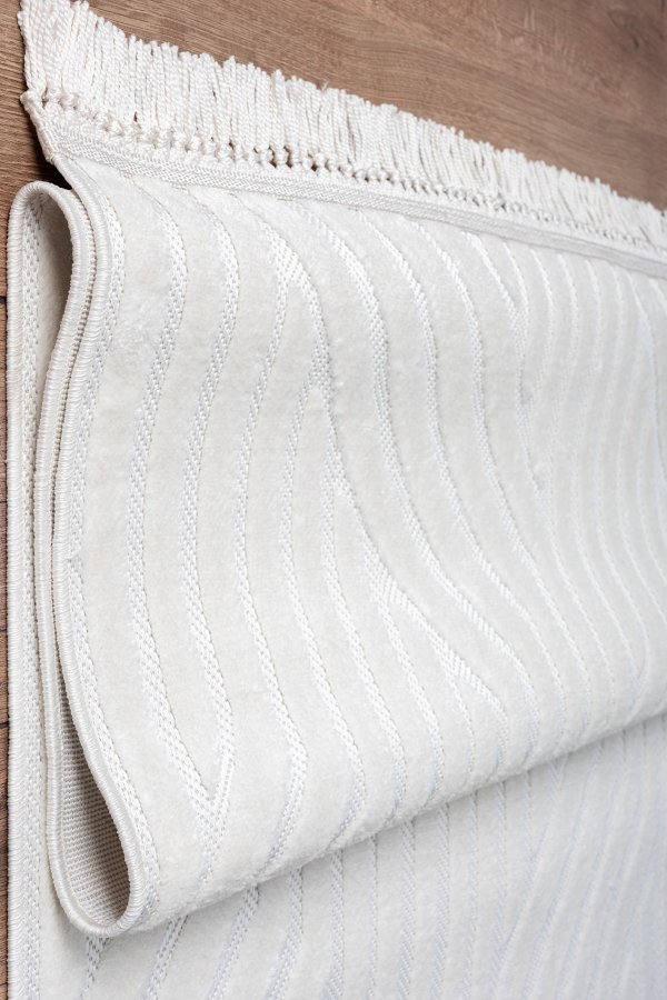 TEPPI Sosa gulvtppe m. mnster, rektangulr - hvid polypropylen (200x290)