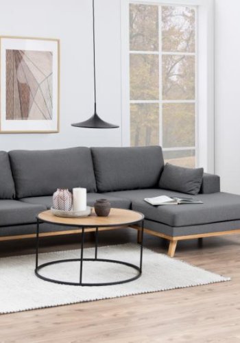 ACT NORDIC Seaford reol, m. 4 hylder - natur mat vild eg ru papir og mat sort stl