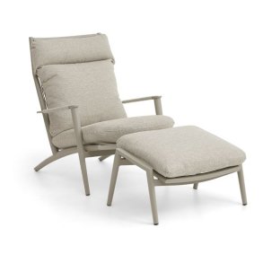 Silba udendrs loungestol, m. fodskammel og sand puder - sand aluminium
