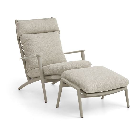 Silba udendrs loungestol, m. fodskammel og sand puder - sand aluminium