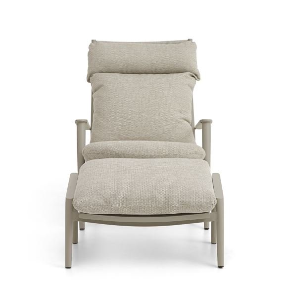 Silba udendrs loungestol, m. fodskammel og sand puder - sand aluminium