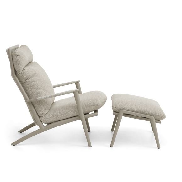 Silba udendrs loungestol, m. fodskammel og sand puder - sand aluminium