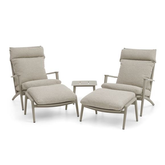 Silba udendrs loungestol, m. fodskammel og sand puder - sand aluminium