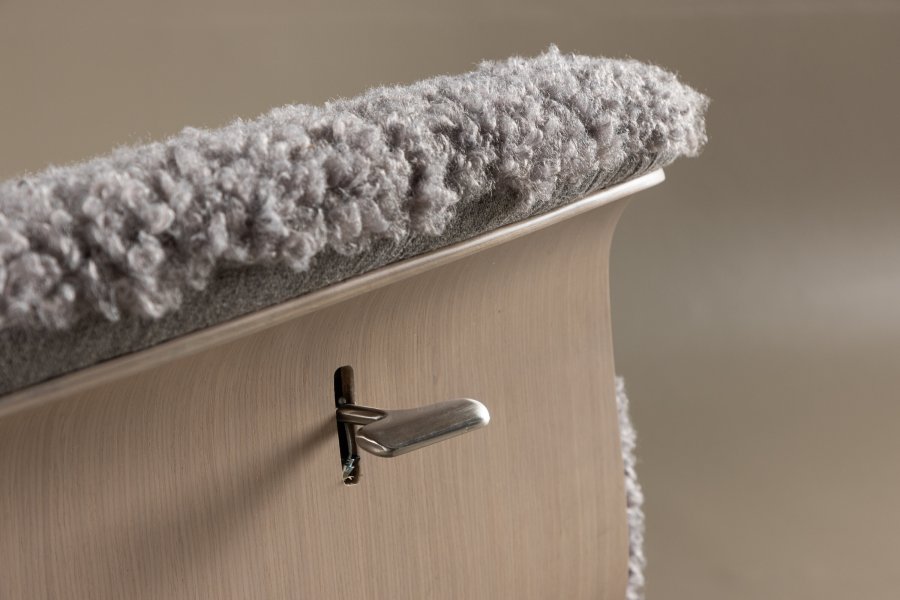 VENTURE DESIGN Hagön recliner lnestol m. fodskammel - gr stof, hvidvasket tr og krom metal