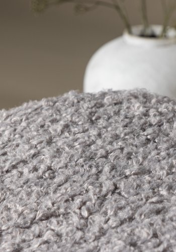 VENTURE DESIGN Hagön recliner lnestol m. fodskammel - gr stof, hvidvasket tr og krom metal