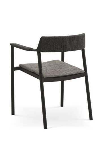 Salina havestol, m. armln og hynde - antracitgr stof og aluminium