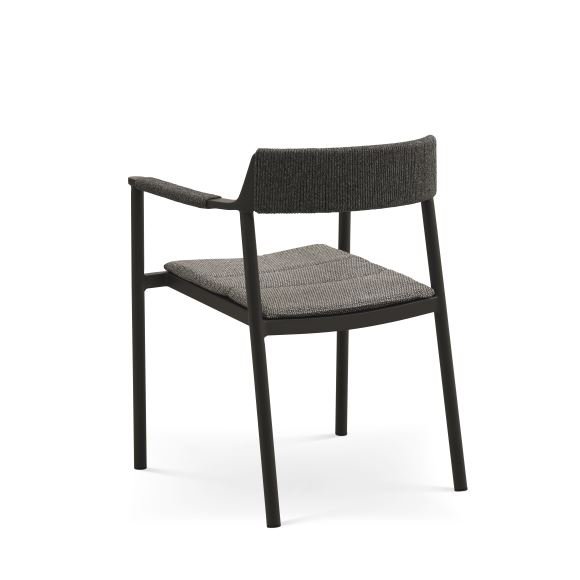 Salina havestol, m. armln og hynde - antracitgr stof og aluminium