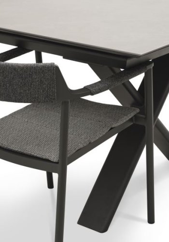 Salina havestol, m. armln og hynde - antracitgr stof og aluminium