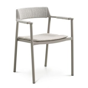 Salina havestol, m. armln og hynde - sand stof og aluminium