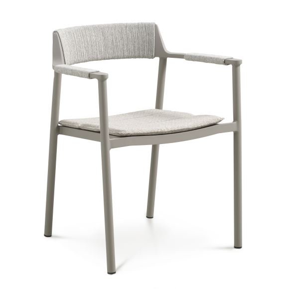 Salina havestol, m. armln og hynde - sand stof og aluminium