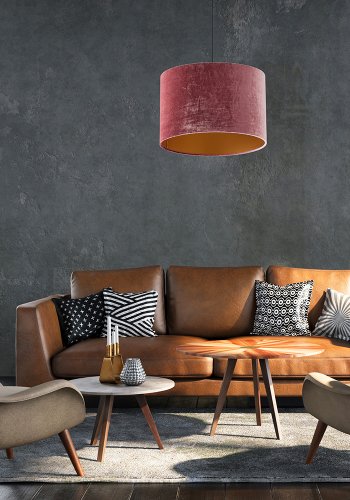 TK Tercino loftlampe 200 - guld og bordeaux stof