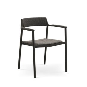 Salina havestol, m. armln og hynde - antracitgr stof og aluminium