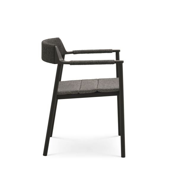 Salina havestol, m. armln og hynde - antracitgr stof og aluminium