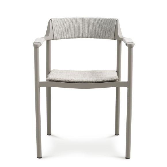 Salina havestol, m. armln og hynde - sand stof og aluminium