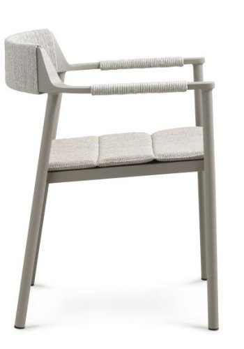 Salina havestol, m. armln og hynde - sand stof og aluminium