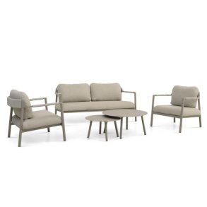 Capri loungest, m. 2 borde, 1 sofa, 2 stole, sand hynder - sand aluminium