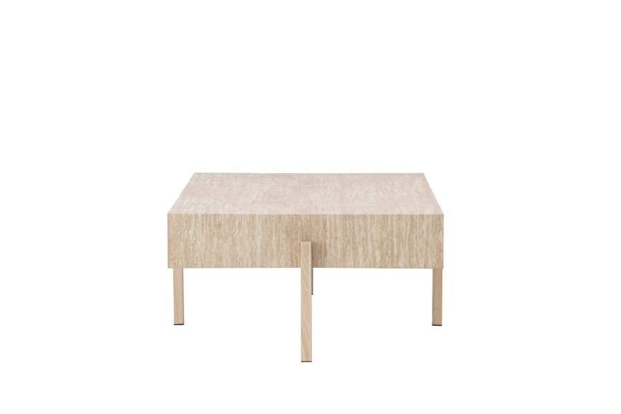 VIND COLLECTION Vadholmen sofabord, rektangulr - hvid MDF med travertin look og stl (82x126)