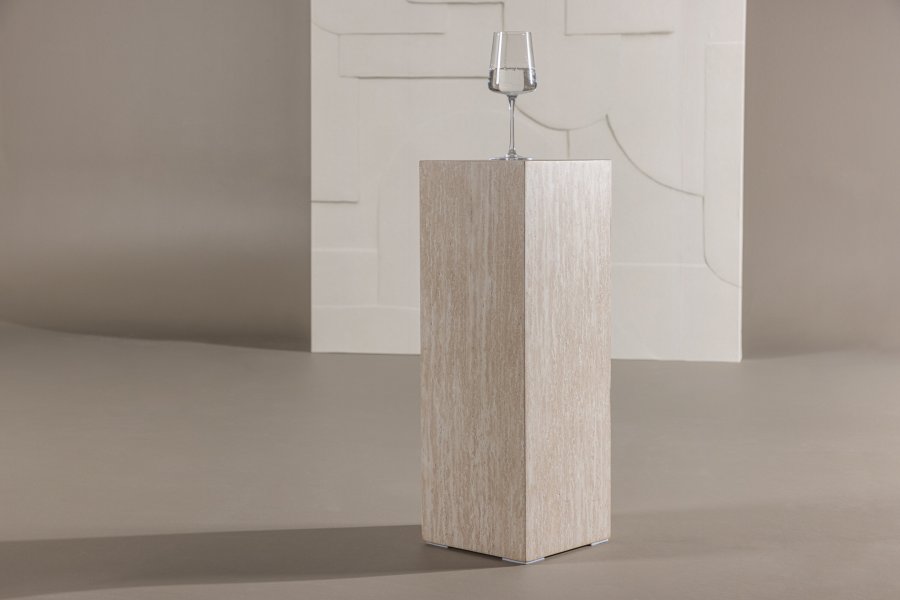 VIND COLLECTION Ramsvik sidebord, kvadratisk - beige MDF med travertin look (23x23xH:65)
