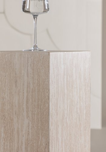 VIND COLLECTION Ramsvik sidebord, kvadratisk - beige MDF med travertin look (23x23xH:65)