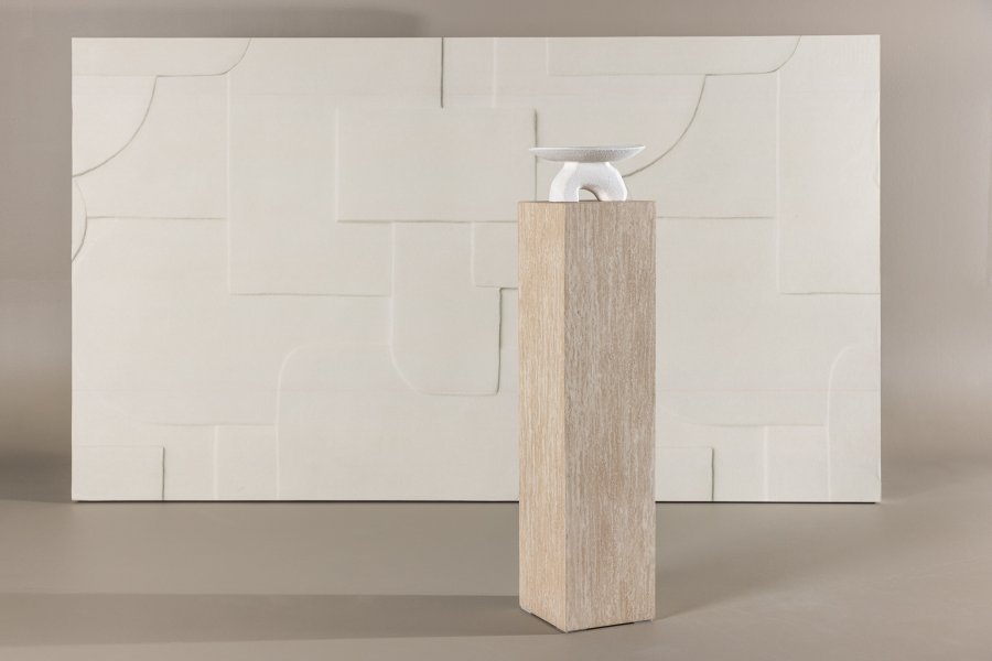 VIND COLLECTION Ramsvik sidebord, kvadratisk - beige MDF med travertin look (23x23xH:95)