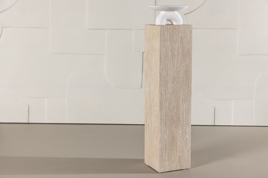 VIND COLLECTION Ramsvik sidebord, kvadratisk - beige MDF med travertin look (23x23xH:95)
