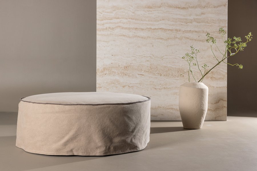 VIND COLLECTION Vindö ottoman, rund - brun stof (101)