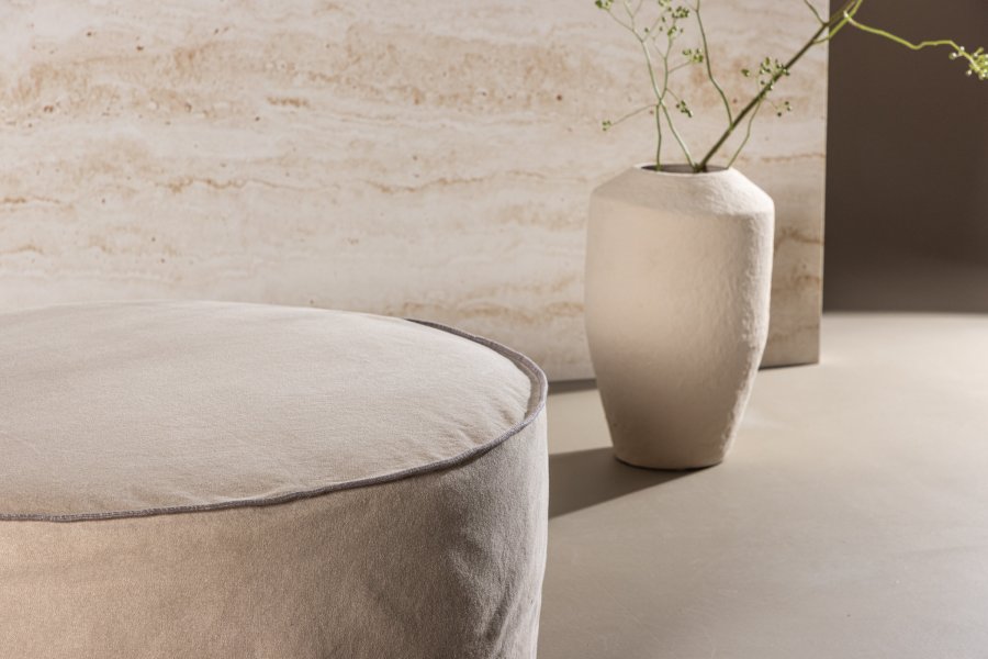 VIND COLLECTION Vindö ottoman, rund - brun stof (101)