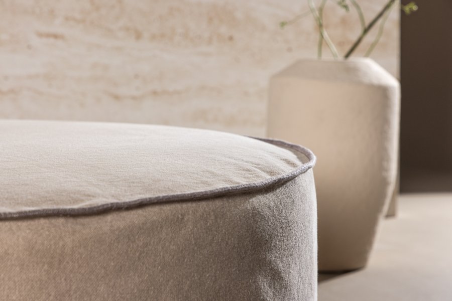 VIND COLLECTION Vindö ottoman, rund - brun stof (101)