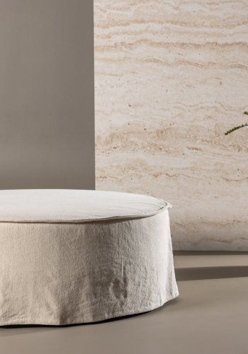 VIND COLLECTION Vindö ottoman, rund - beige stof (101)