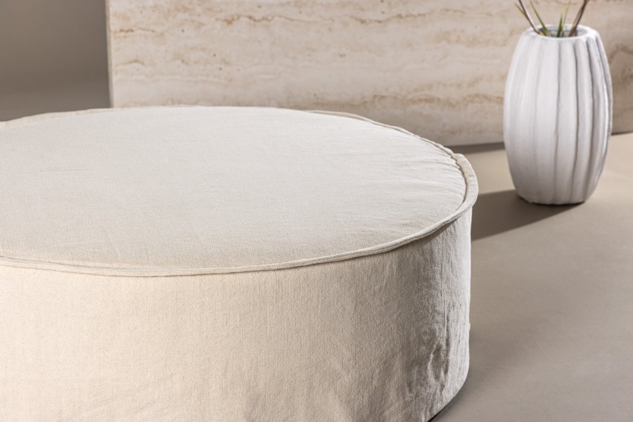 VIND COLLECTION Vindö ottoman, rund - beige stof (101)