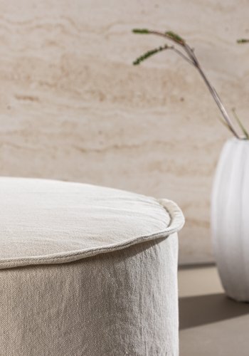 VIND COLLECTION Vindö ottoman, rund - beige stof (101)